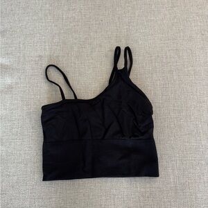 Alo one shoulder black crop workout top